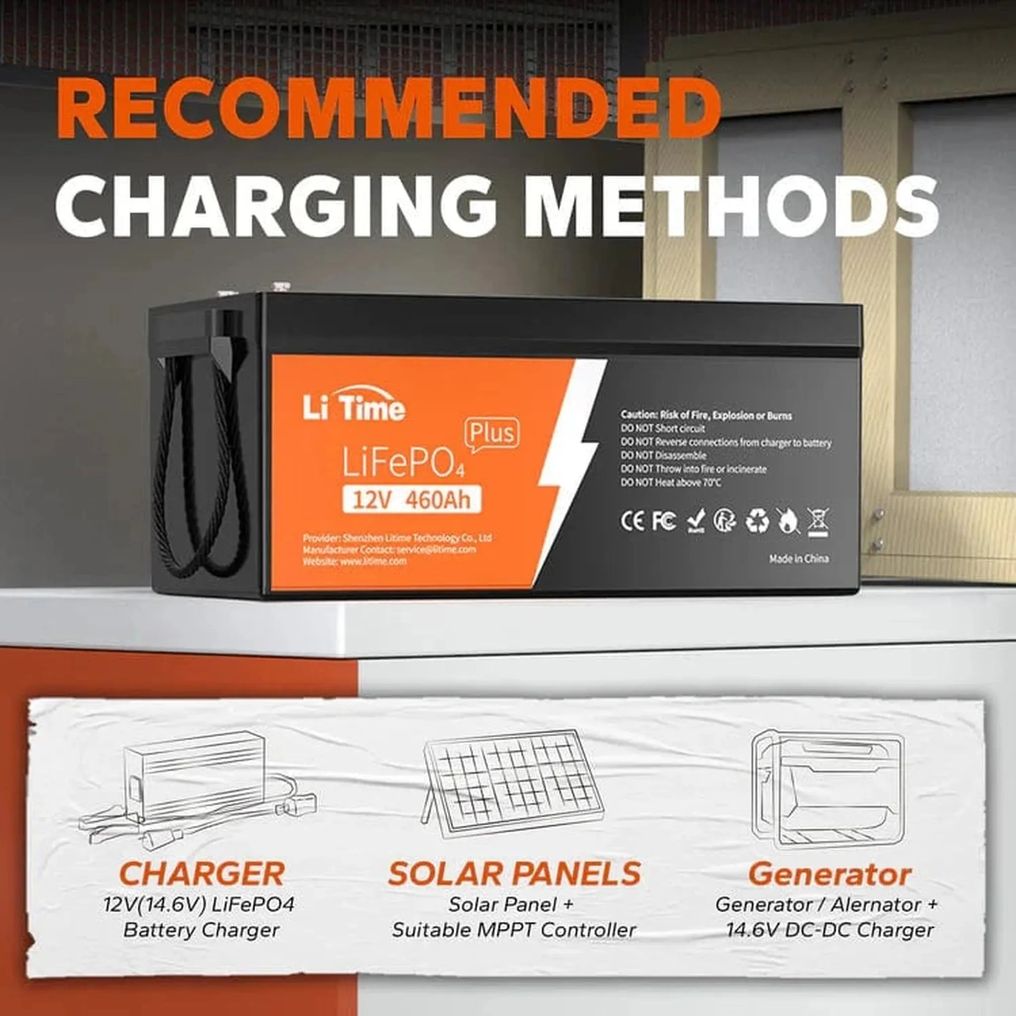 LiTime | 12V 460Ah LiFePO4 Lithium Group 8D Battery | Large Lithium Battery