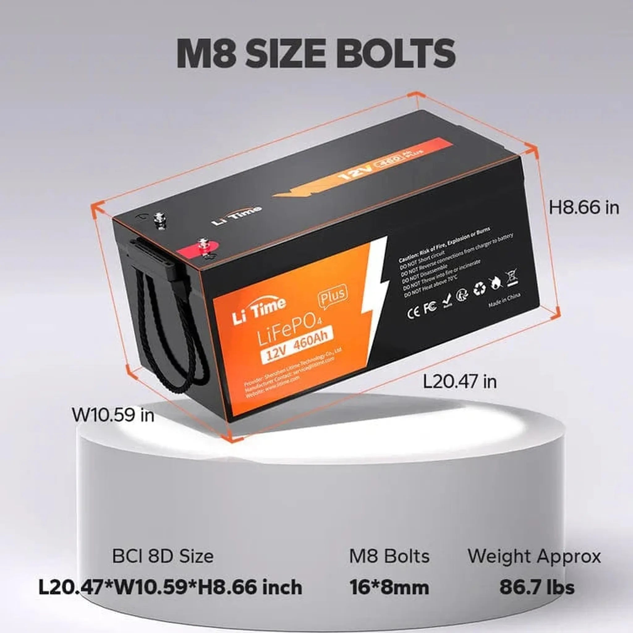 LiTime | 12V 460Ah LiFePO4 Lithium Group 8D Battery | Large Lithium Battery
