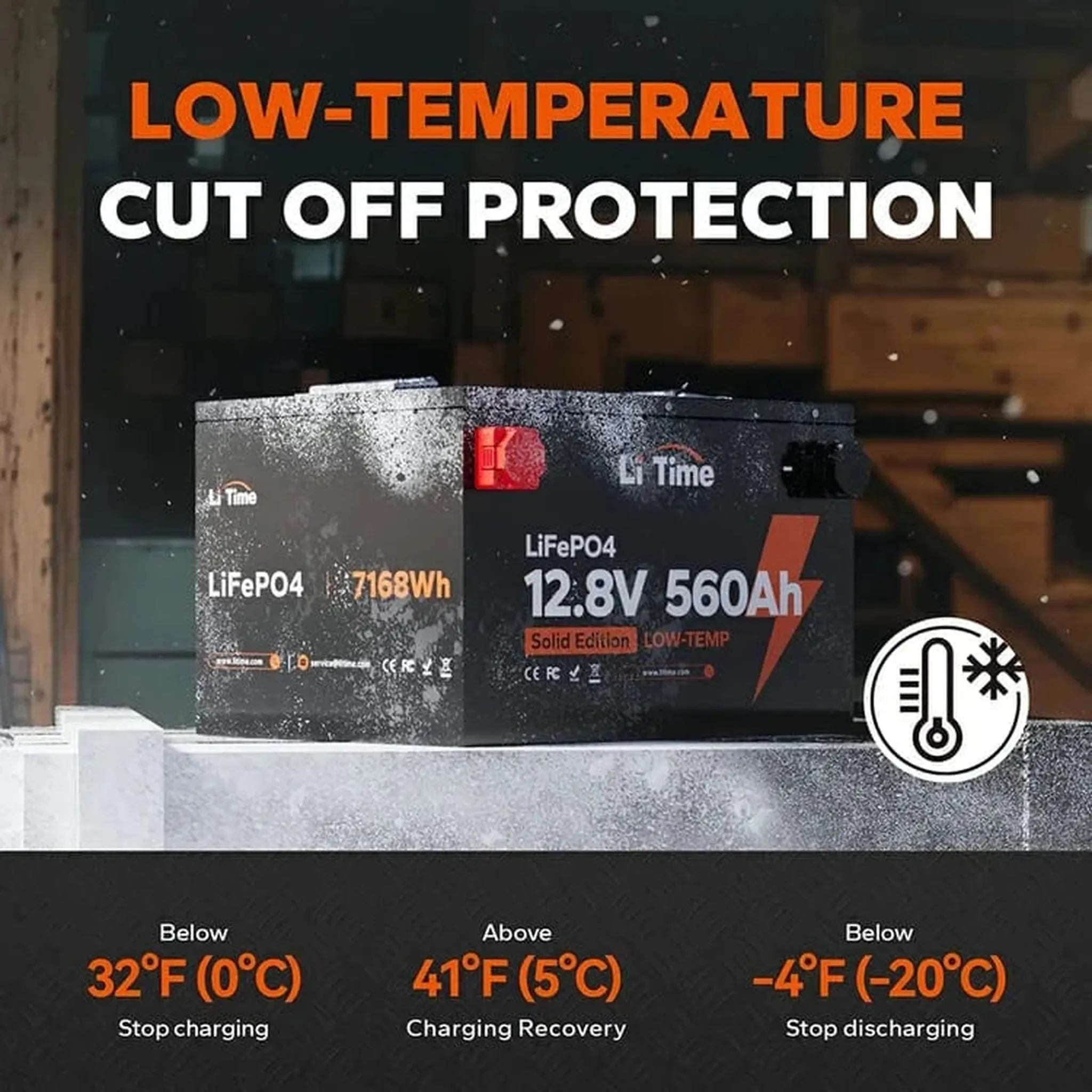 LiTime | 12V 560Ah LiFePO4 Battery for Off Grid Solar System with Low Temp Protection