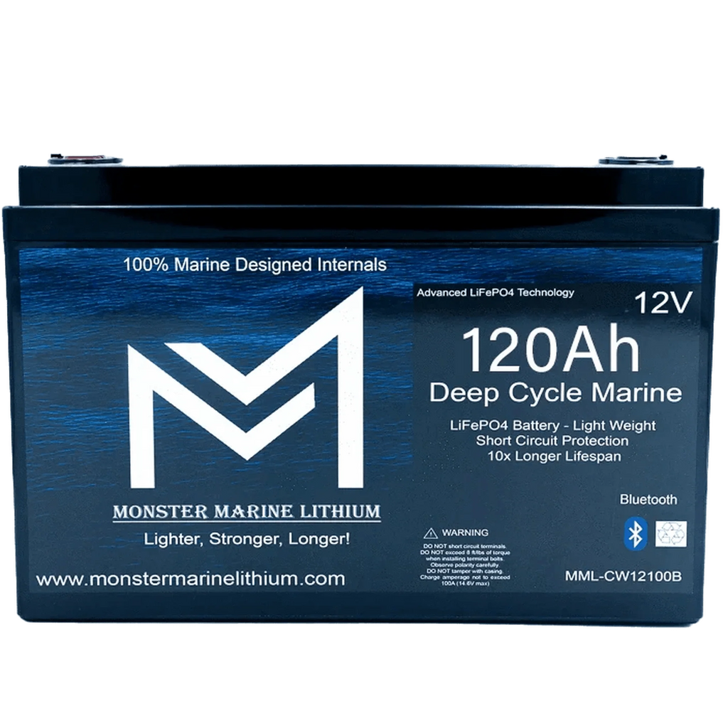 Monster Marine Lithium | 12V 120Ah Bluetooth Lithium Deep Cycle Marine Battery MML-12120B (w/ bluetooth)