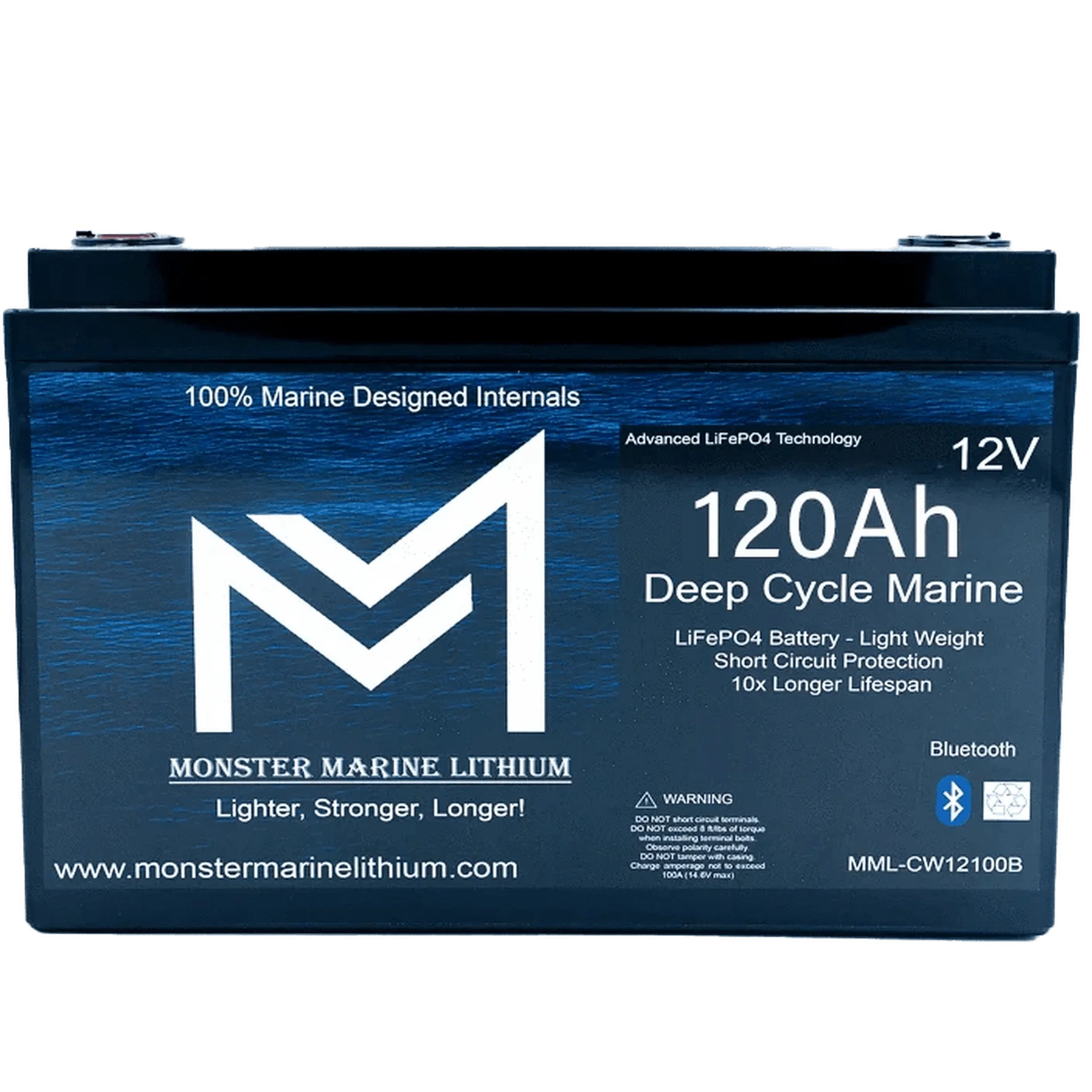 Monster Marine Lithium | 12V 120Ah Bluetooth Lithium Deep Cycle Marine Battery MML-12120B (w/ bluetooth)