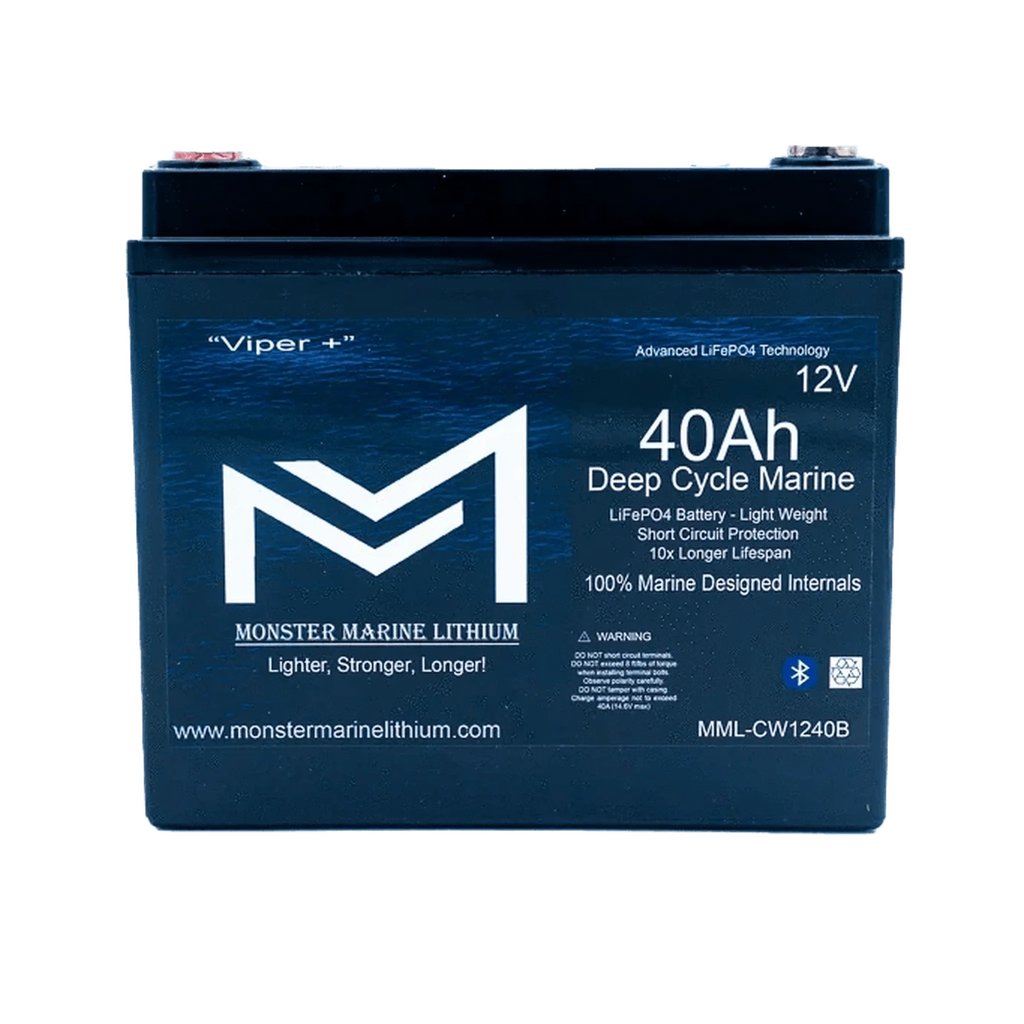 Monster Marine Lithium | 12v 40Ah Deep Cycle Lithium Marine Battery "Viper" - Bluetooth - MML-CW1240B