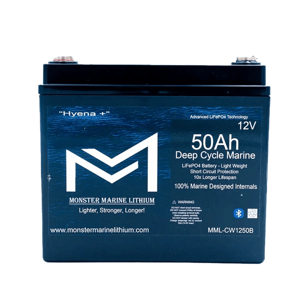Monster Marine Lithium | 12v 50Ah Deep Cycle Lithium Marine Battery "Hyena" - Bluetooth - MML-CW1250B