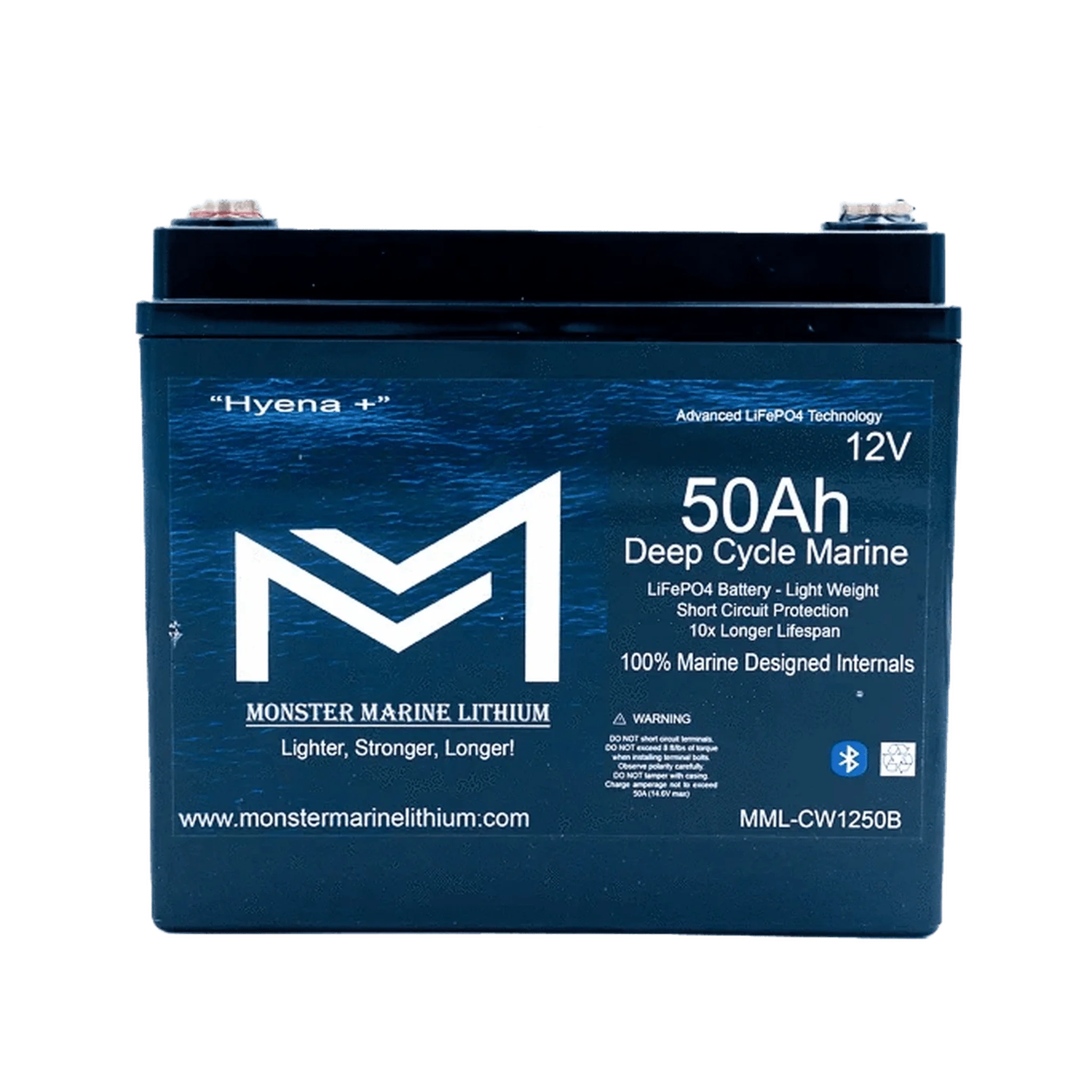 Monster Marine Lithium | 12v 50Ah Deep Cycle Lithium Marine Battery "Hyena" - Bluetooth - MML-CW1250B