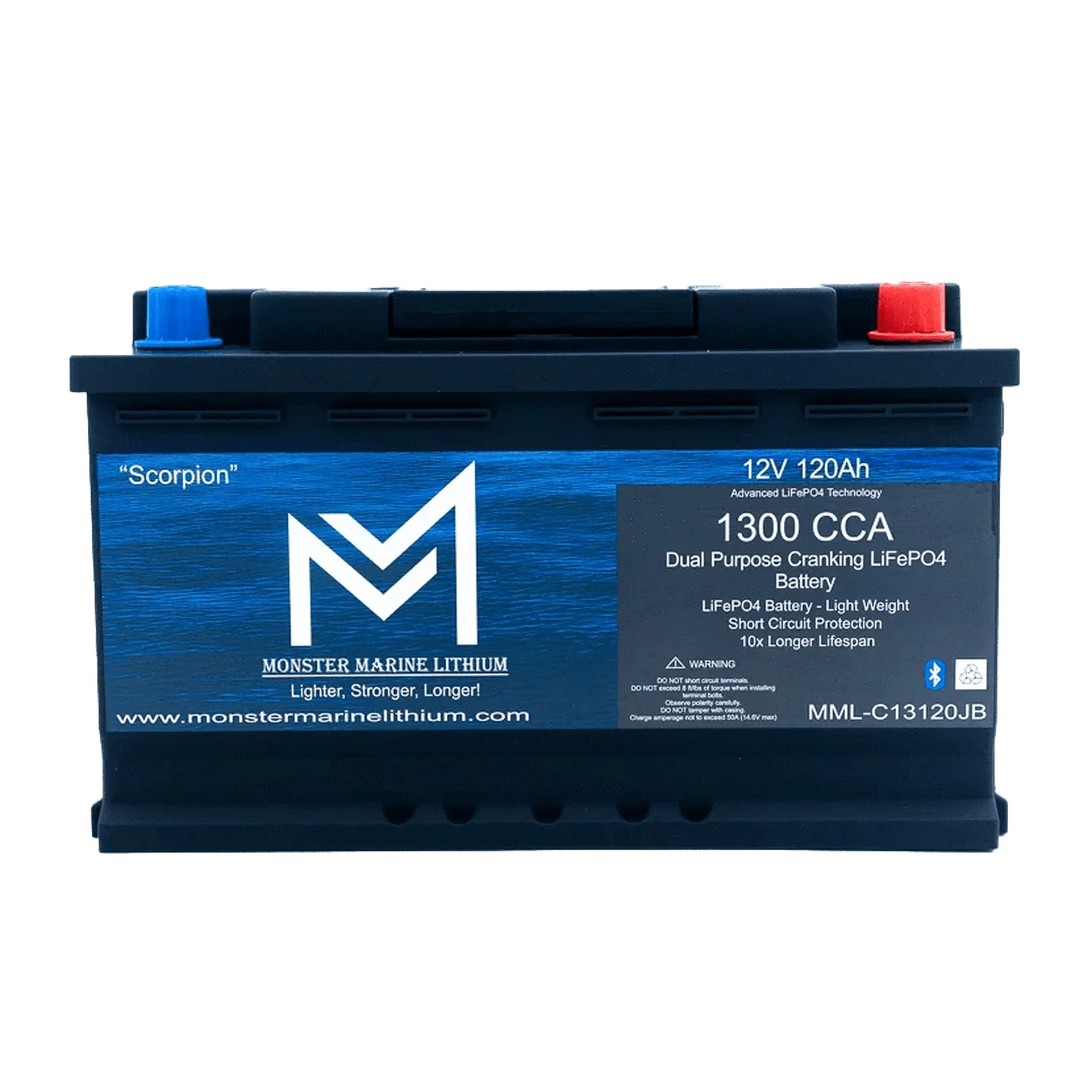 Monster Marine Lithium | 1300CCA 120Ah Dual Purpose Bluetooth Cranking Lithium "Scorpion" - Bluetooth - MML-13C120B