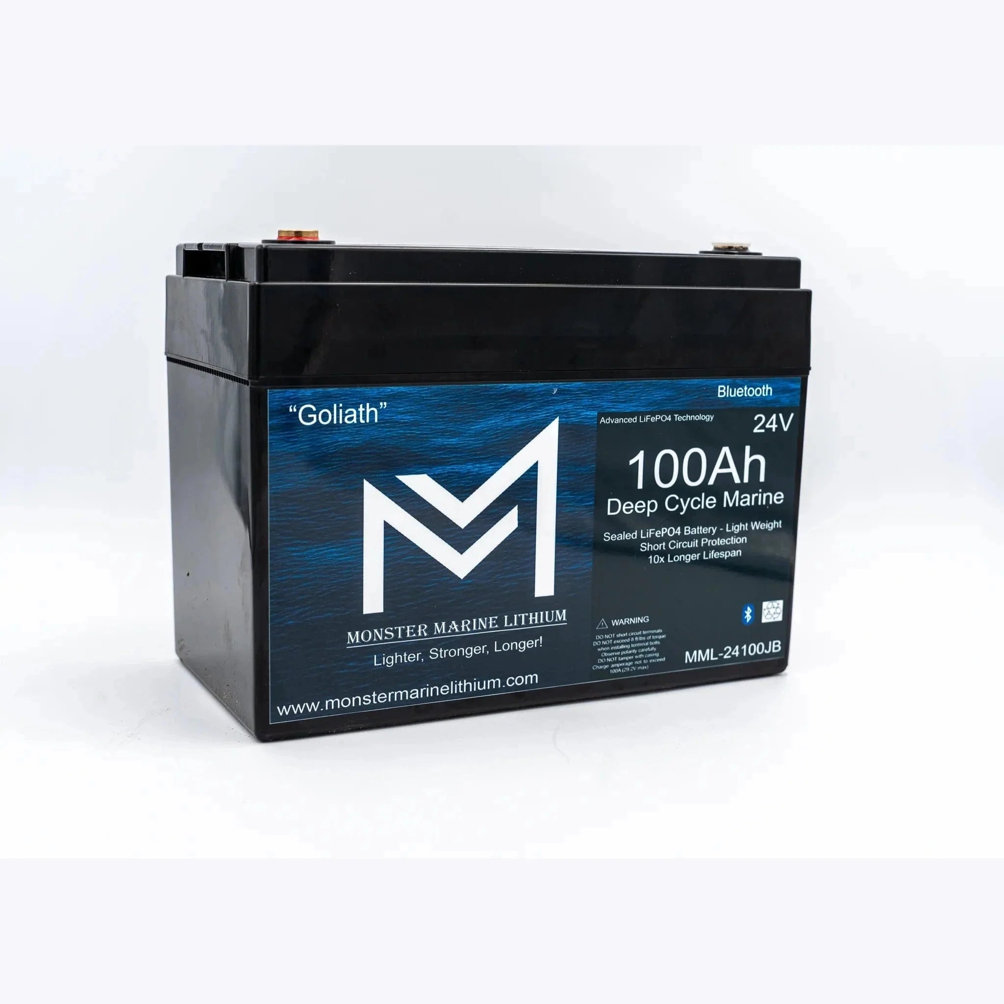 Monster Marine Lithium | 24V 100Ah Lithium Bluetooth Marine Trolling Battery "Goliath"