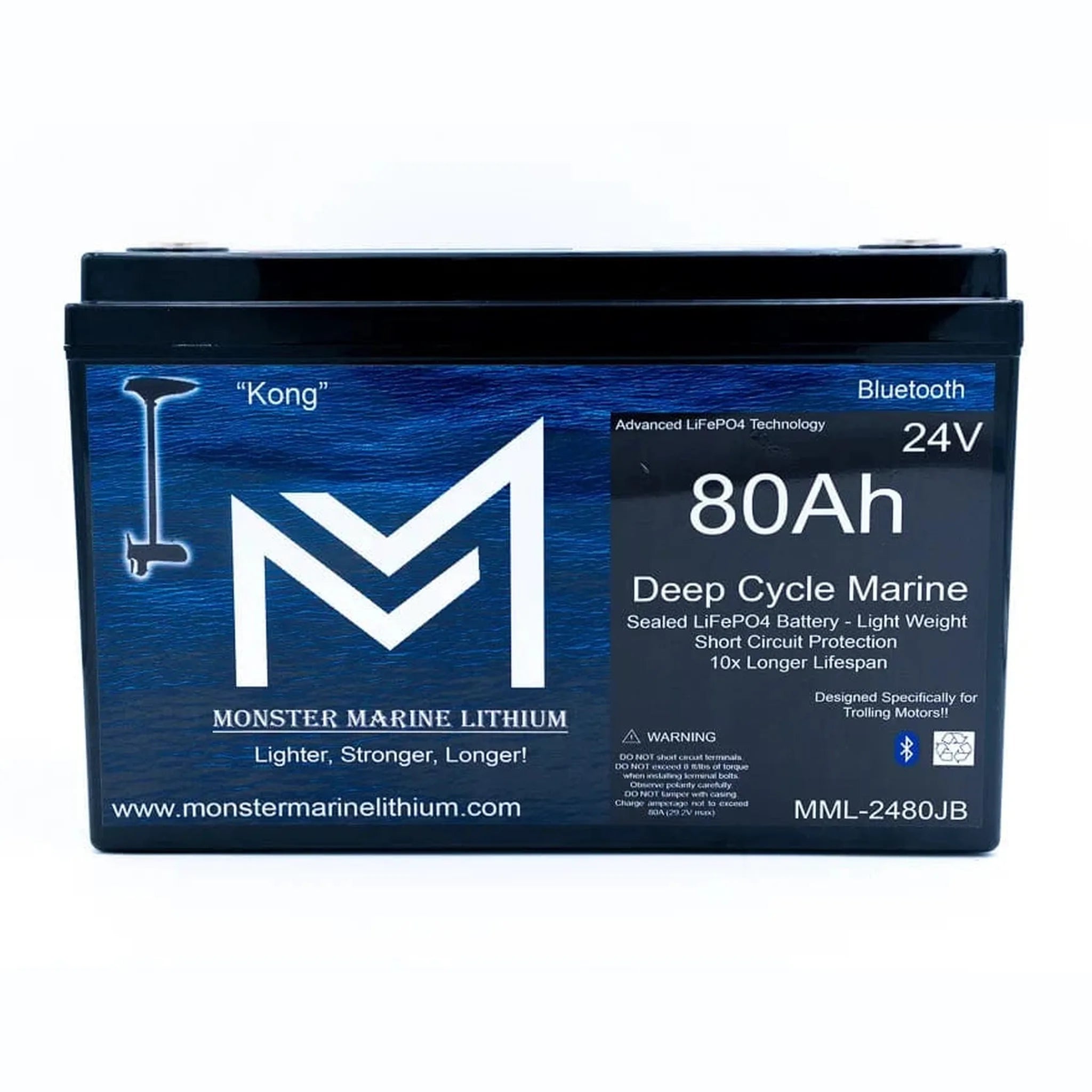 Monster Marine Lithium | 24V 80Ah Lithium Bluetooth Marine Trolling Battery "Kong"