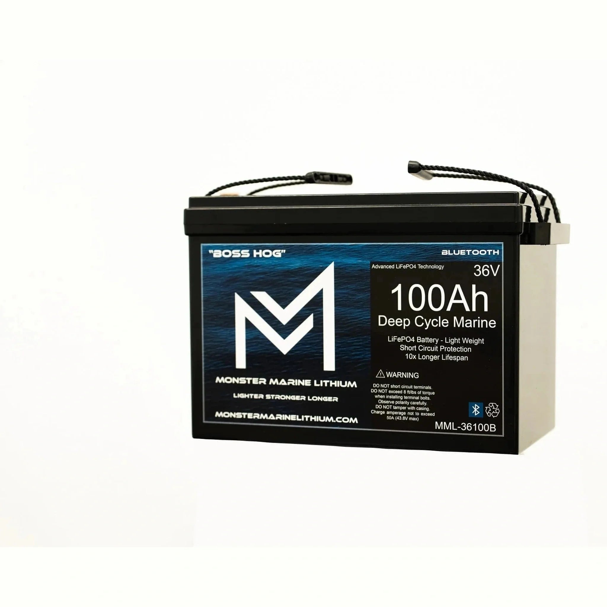 Monster Marine Lithium | 36V 100AH Bluetooth Deep Cycle Lithium Marine Trolling Battery MML-36100B “Boss Hog”