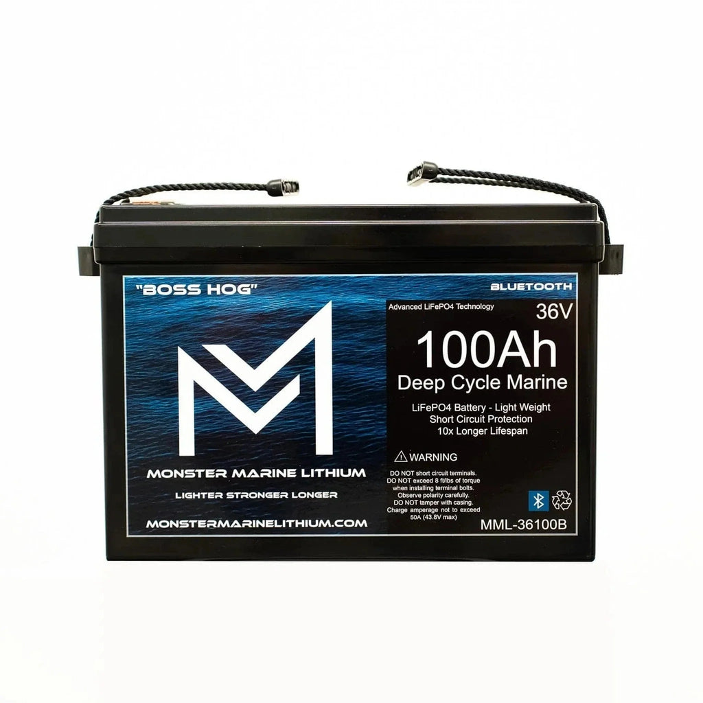 Monster Marine Lithium | 36V 100AH Bluetooth Deep Cycle Lithium Marine Trolling Battery MML-36100B “Boss Hog”