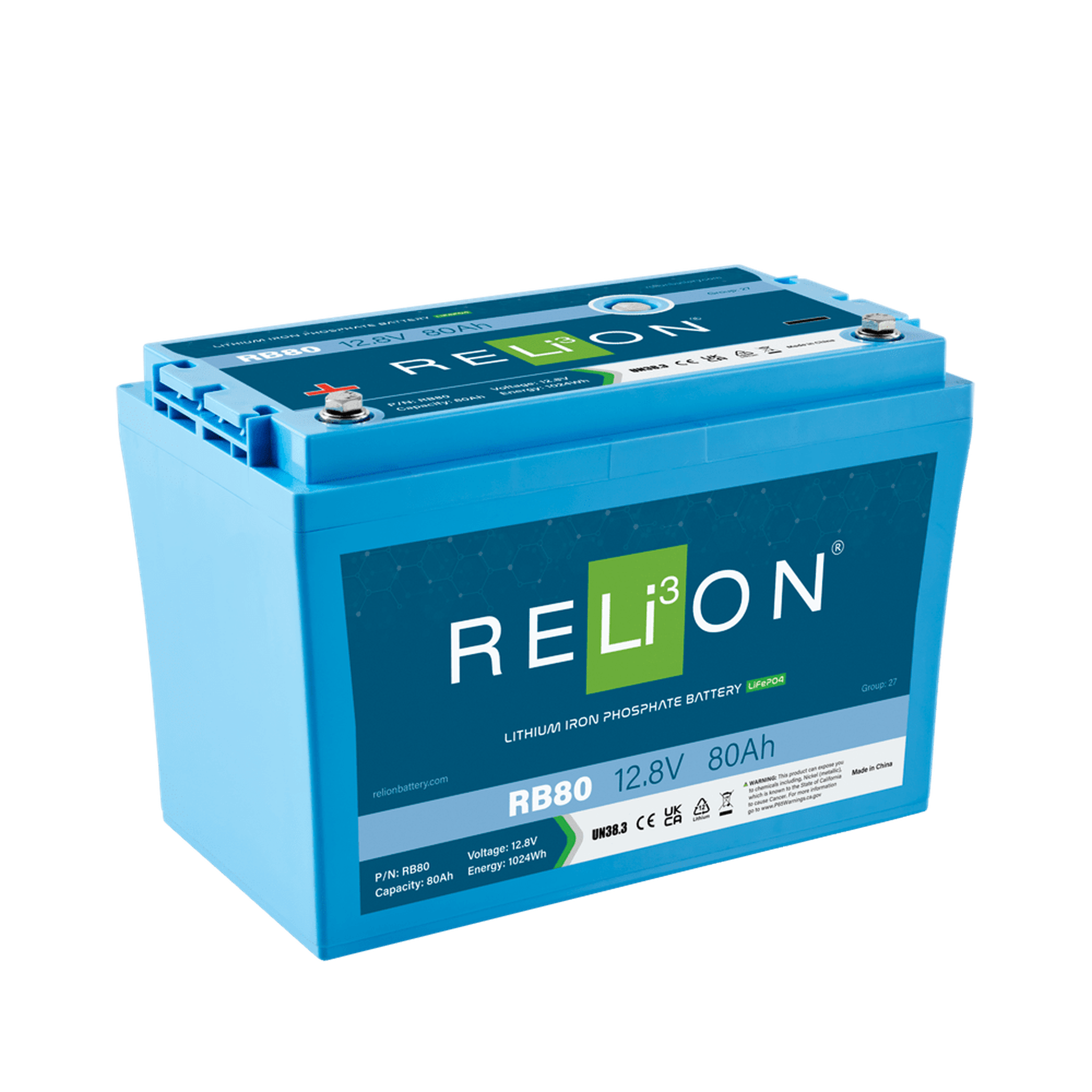 RELiON | RB80 12V 80Ah Deep Cycle Lithium Battery - Group 27