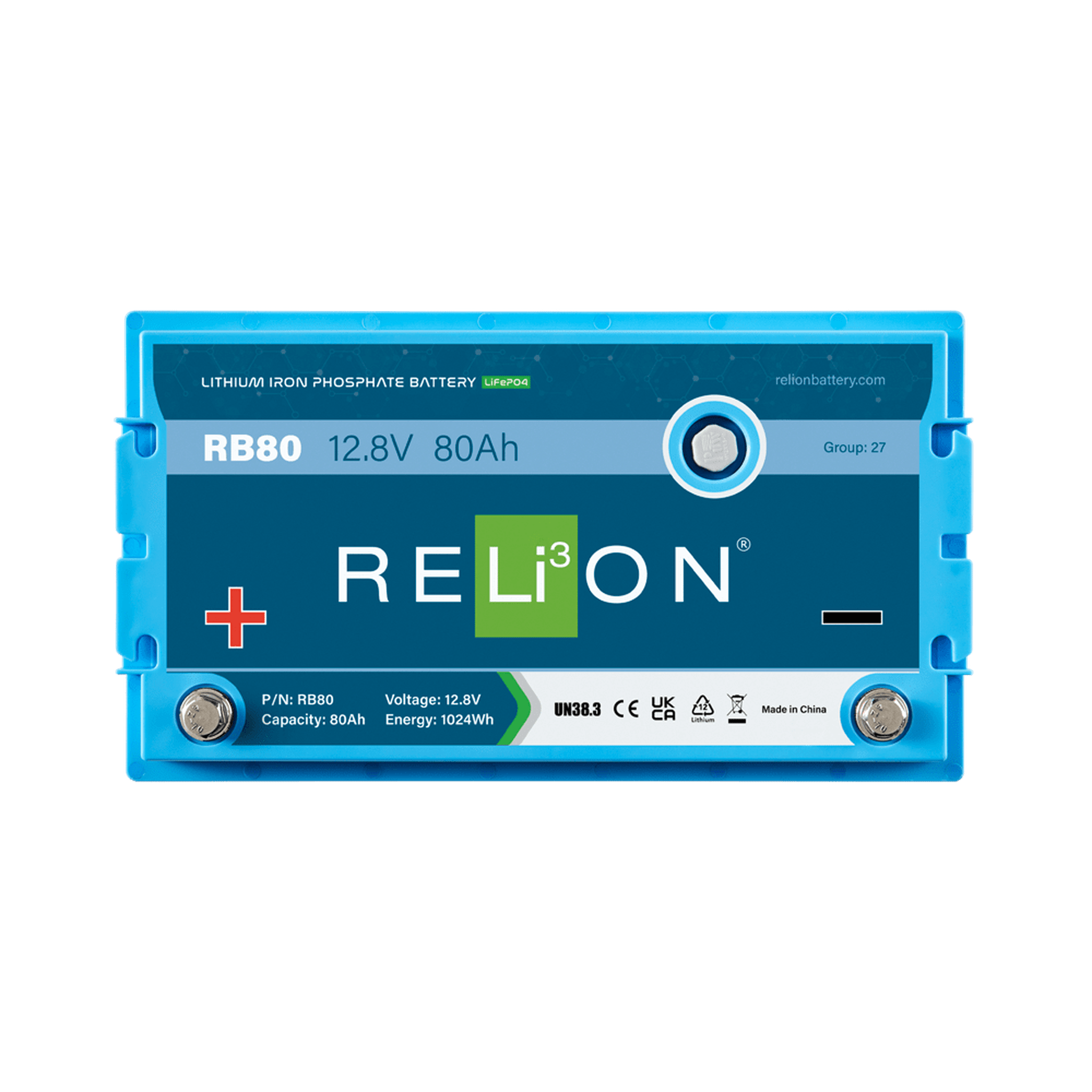 RELiON | RB80 12V 80Ah Deep Cycle Lithium Battery - Group 27