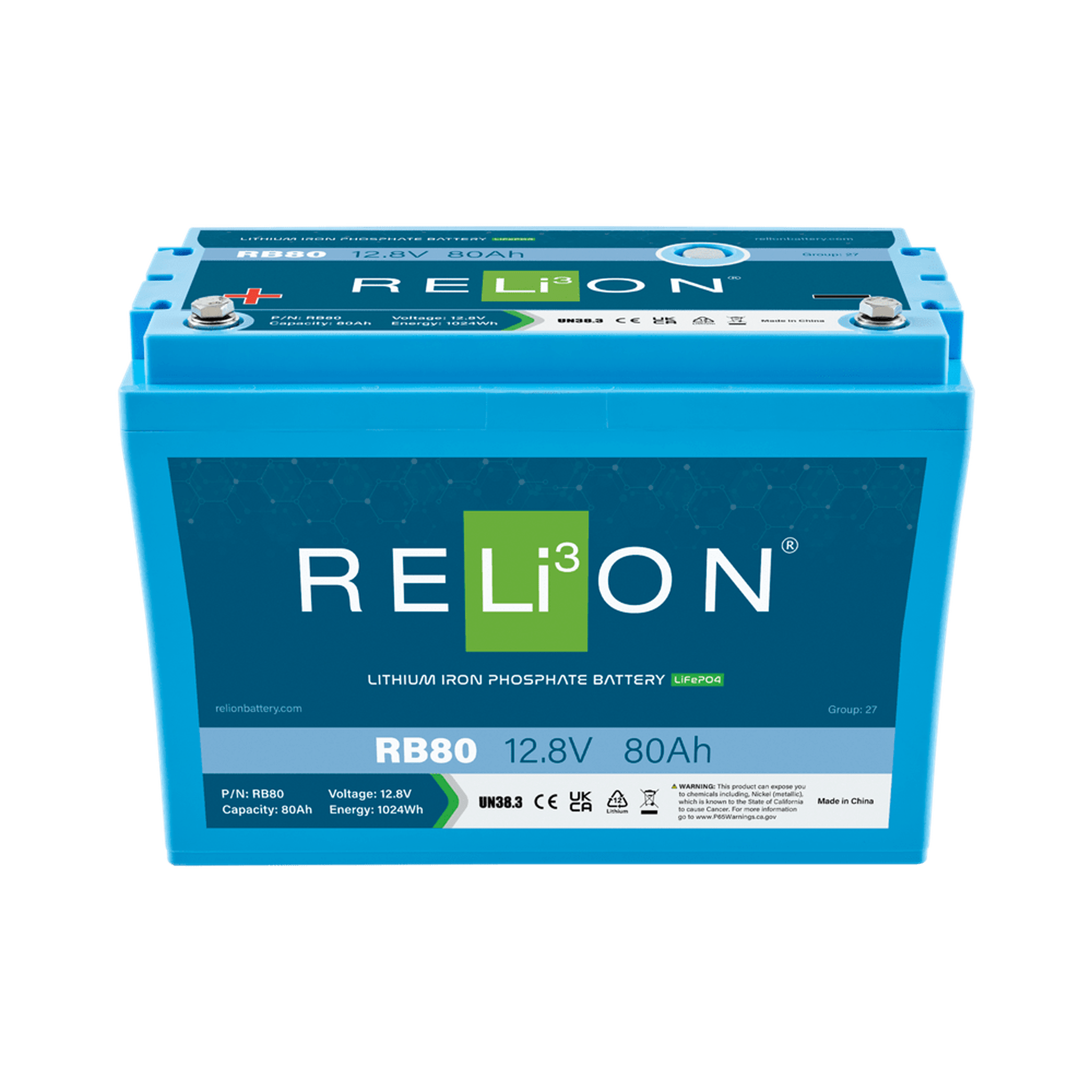 RELiON | RB80 12V 80Ah Deep Cycle Lithium Battery - Group 27