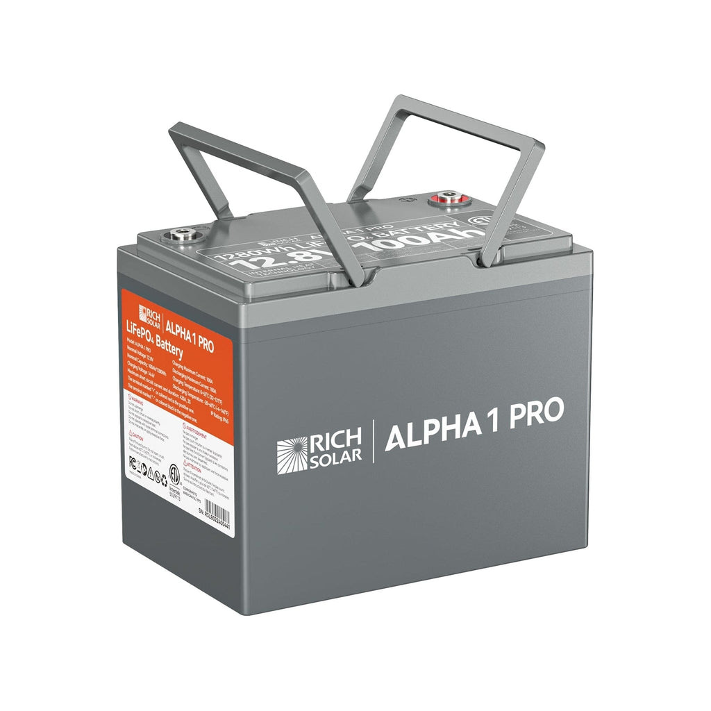 Rich Solar | ALPHA 1 PRO | 12V 100Ah LiFePO4 Battery | Premium 12V Lithium Battery | 7,000 Lifetime Cycles | 10 Year Warranty | UL1973 Certified
