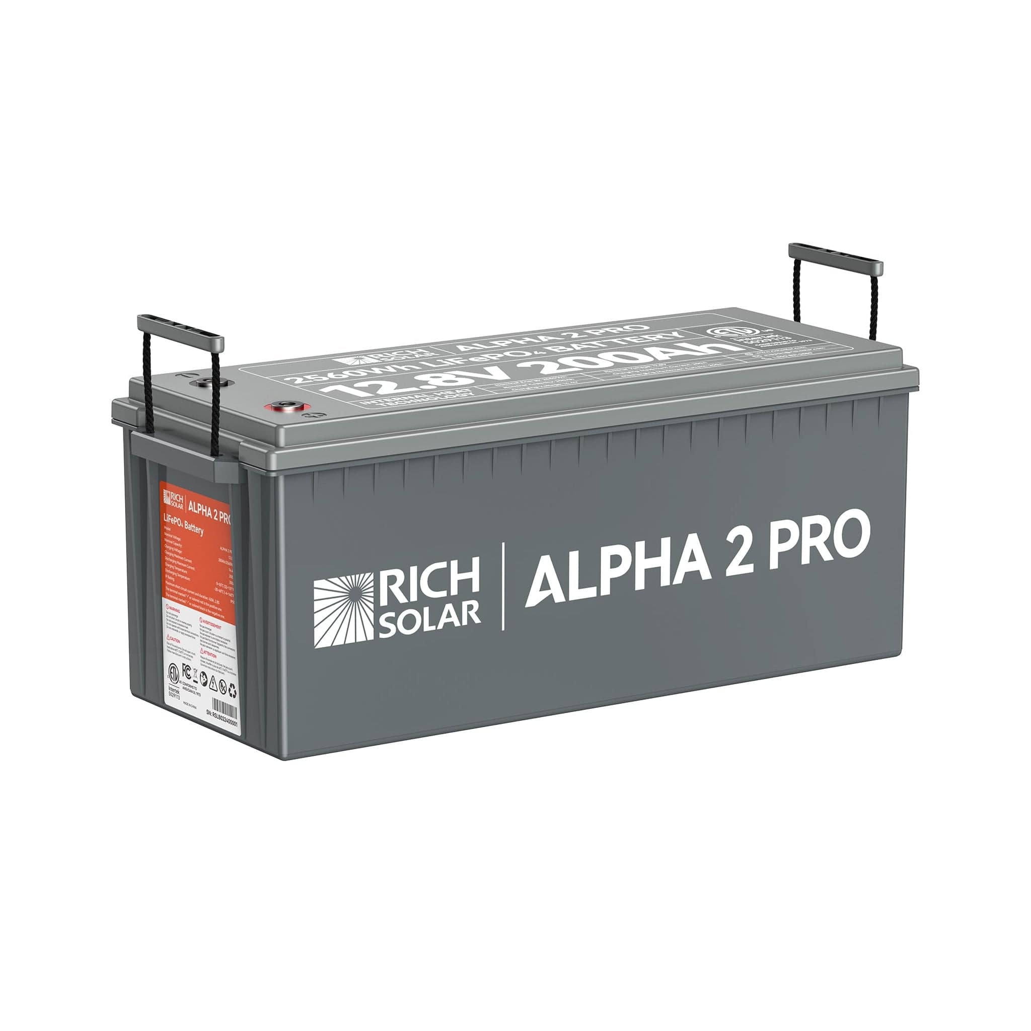 Rich Solar | ALPHA 2 PRO – 12V 200Ah LiFePO4 Battery, 7000 Cycles, UL1973, 10 Yr Warranty