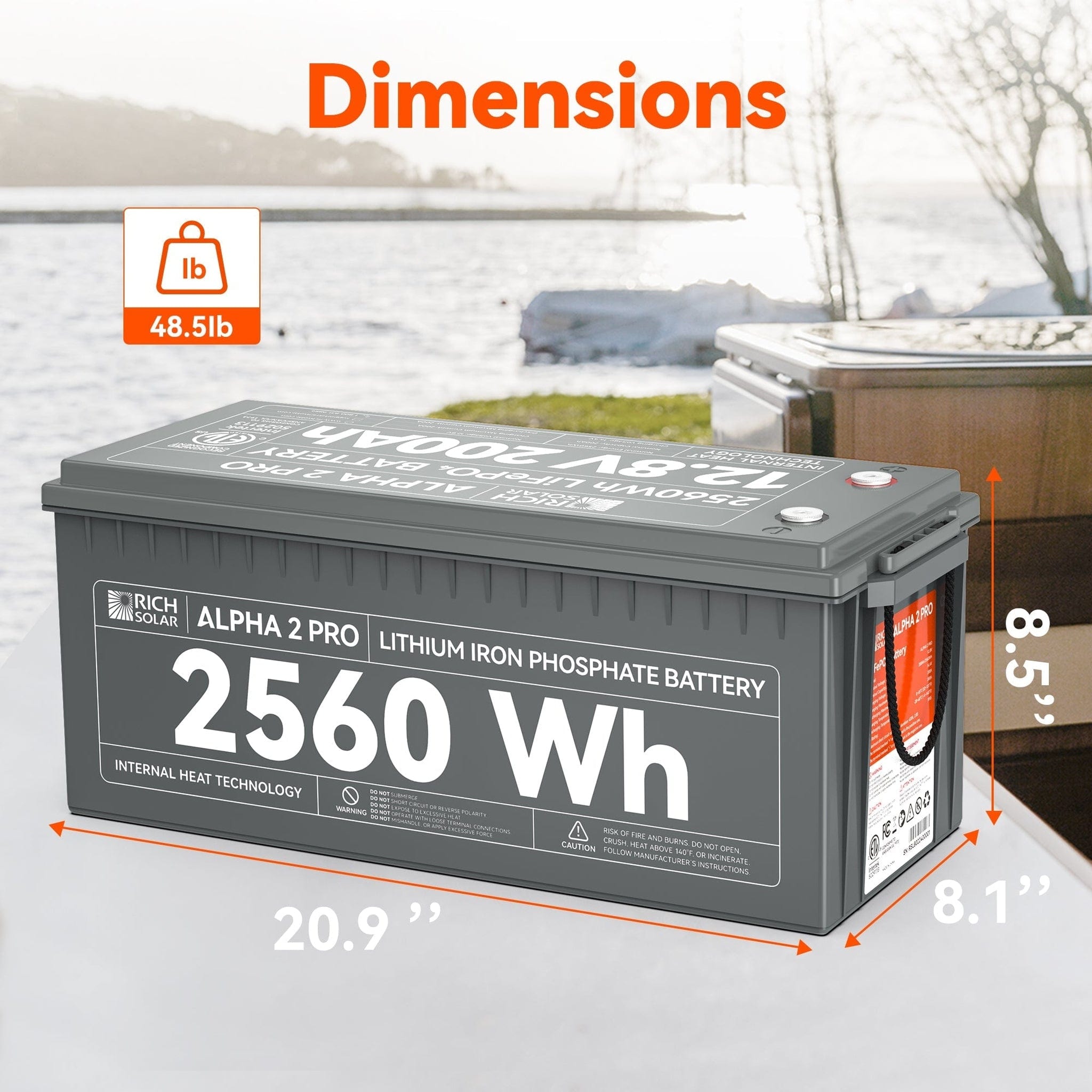 Rich Solar | ALPHA 2 PRO – 12V 200Ah LiFePO4 Battery, 7000 Cycles, UL1973, 10 Yr Warranty