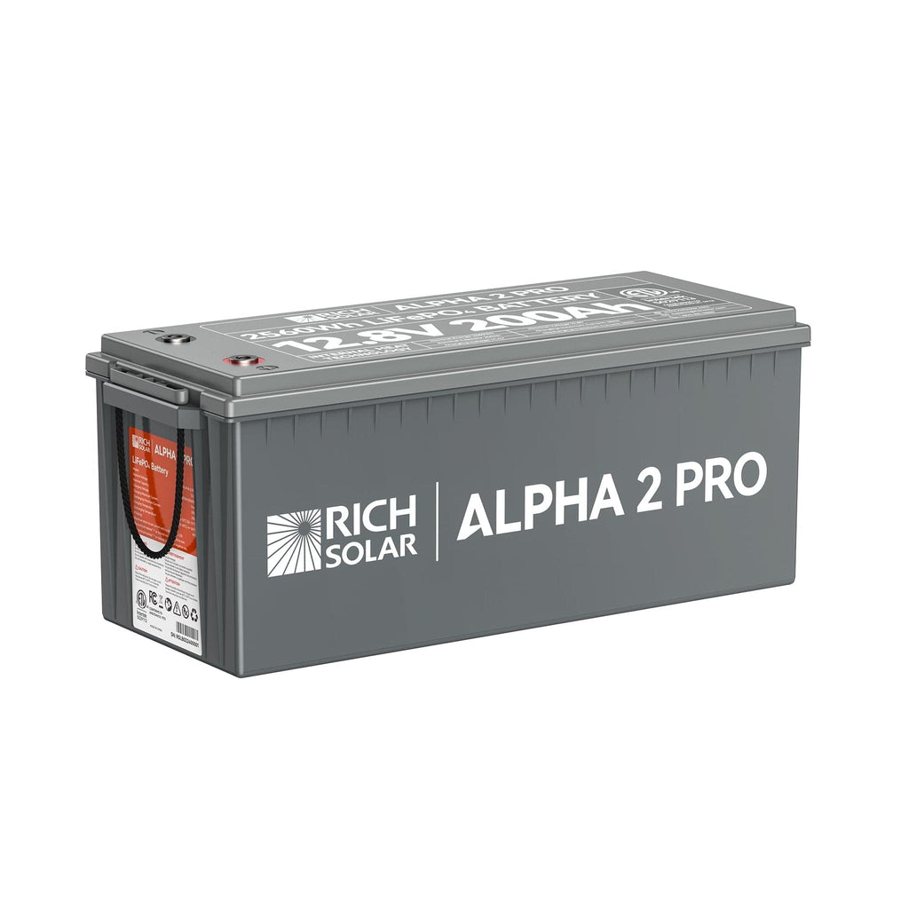 Rich Solar | ALPHA 2 PRO – 12V 200Ah LiFePO4 Battery, 7000 Cycles, UL1973, 10 Yr Warranty