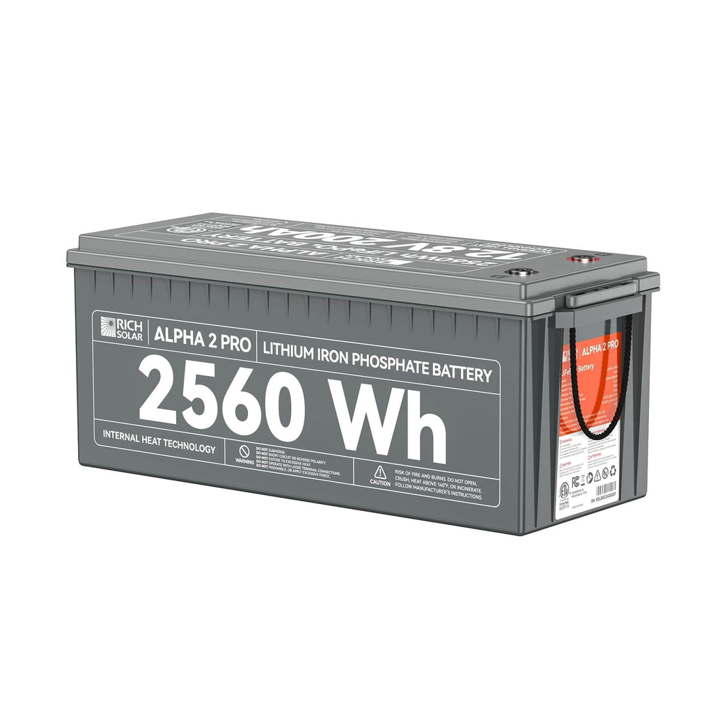 Rich Solar | ALPHA 2 PRO – 12V 200Ah LiFePO4 Battery, 7000 Cycles, UL1973, 10 Yr Warranty