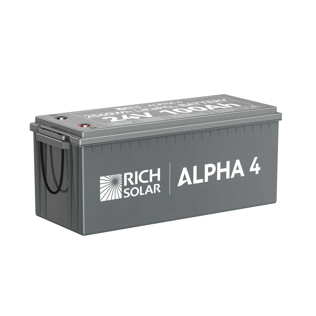 Rich Solar | ALPHA 4 | 24V 100Ah LiFePO4 Battery Off-Grid | 5,000 Lifetime Cycles | Bluetooth and Internal Heat Technology