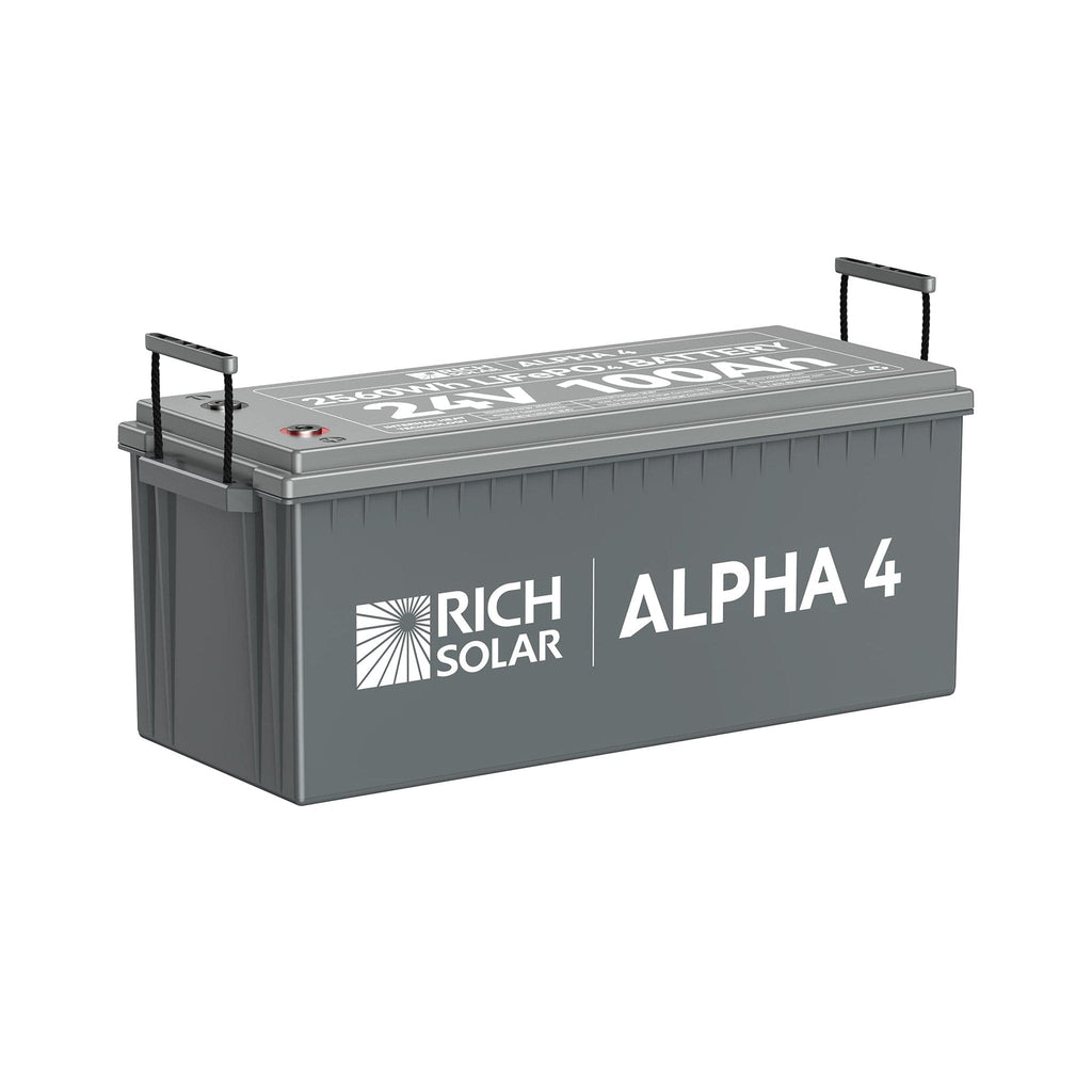 Rich Solar | ALPHA 4 | 24V 100Ah LiFePO4 Battery Off-Grid | 5,000 Lifetime Cycles | Bluetooth and Internal Heat Technology