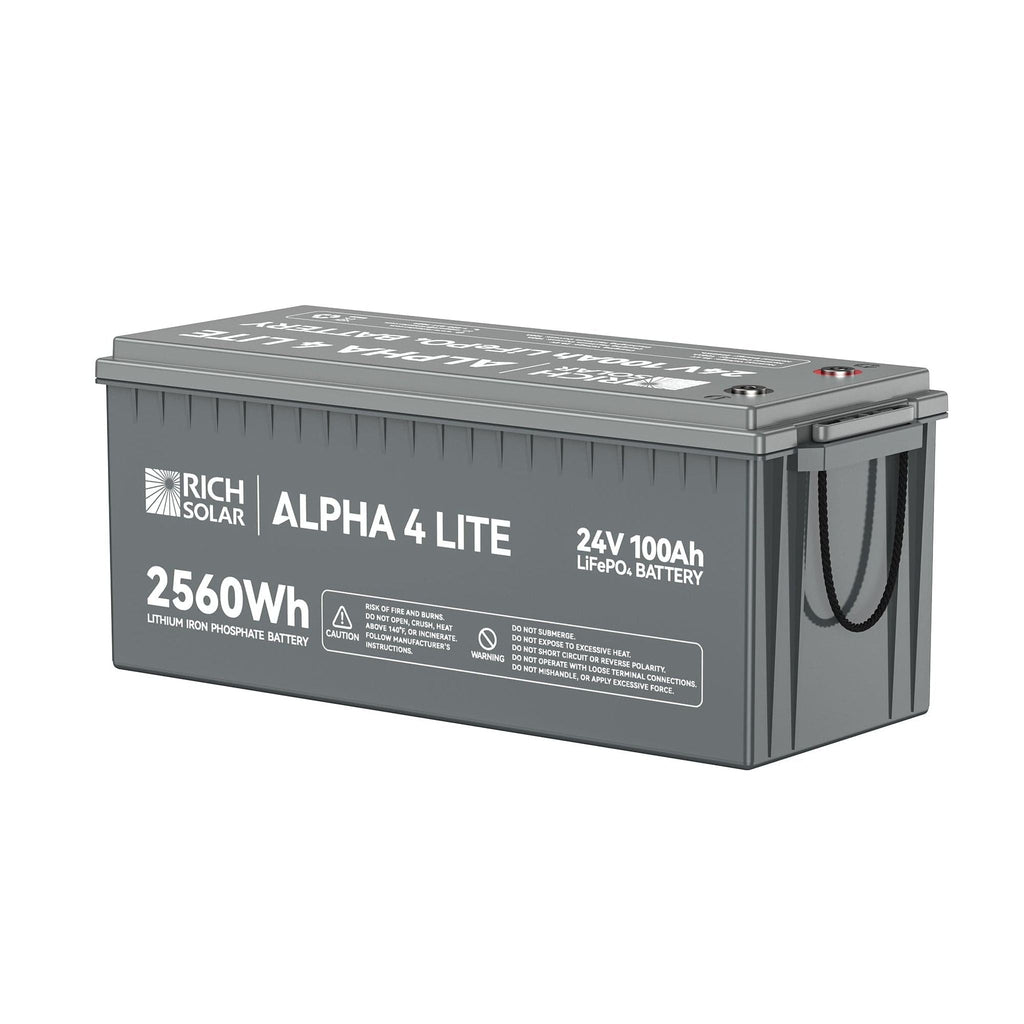 Rich Solar | ALPHA 4 LITE | 24V 100Ah LiFePO4 Battery | Fast-Charging 24V Lithium Battery for RVs, Trailers, Vans, Boats, Off-Grid, Backup | 4,000 Lifetime Cycles | Best Value