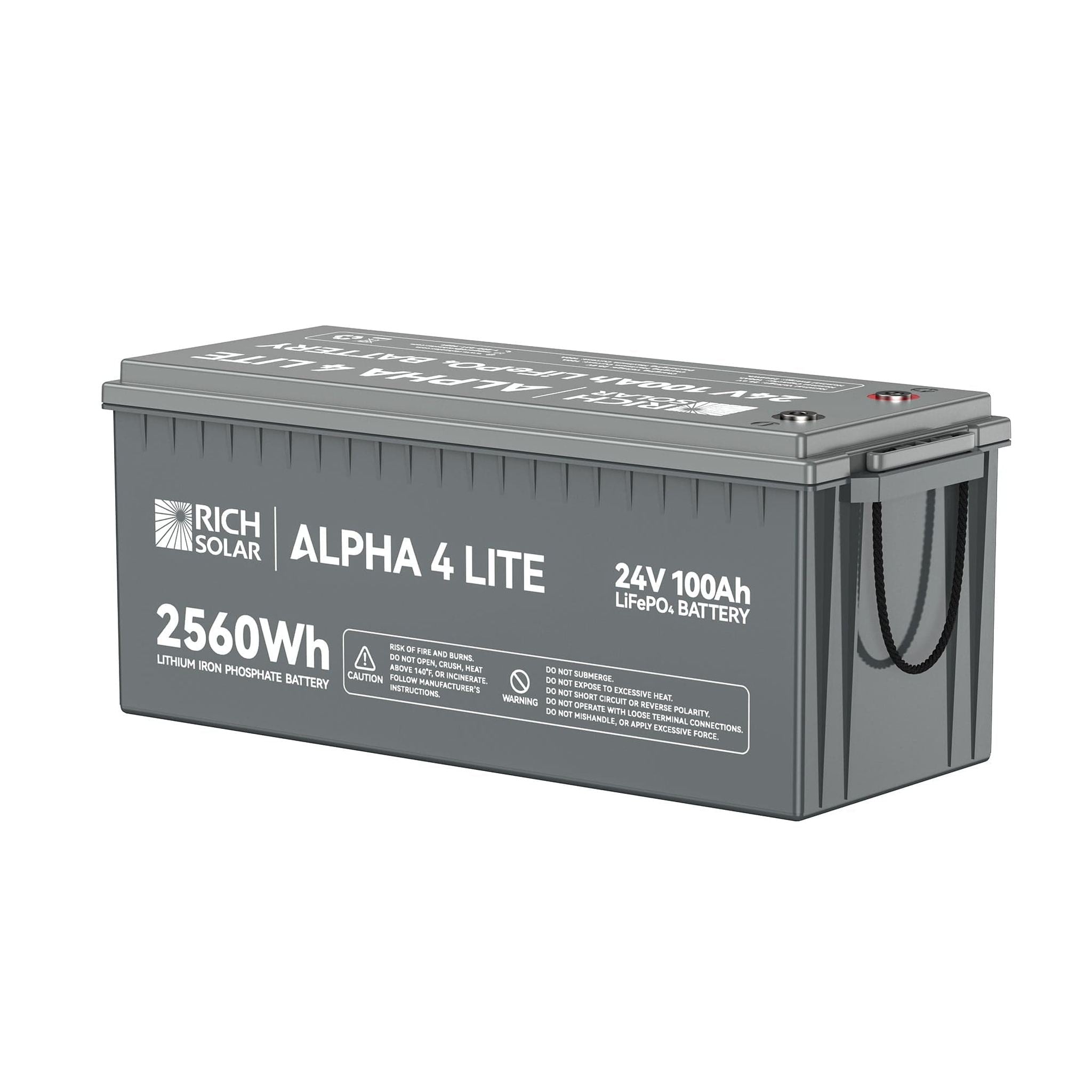 Rich Solar | ALPHA 4 LITE | 24V 100Ah LiFePO4 Battery | Fast-Charging 24V Lithium Battery for RVs, Trailers, Vans, Boats, Off-Grid, Backup | 4,000 Lifetime Cycles | Best Value