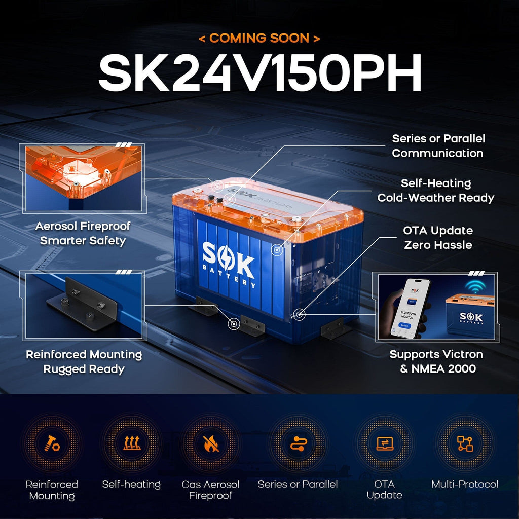 SOK Battery | 24V150Ah Battery,Built-in heater & Bluetooth,Victron CAN Comms