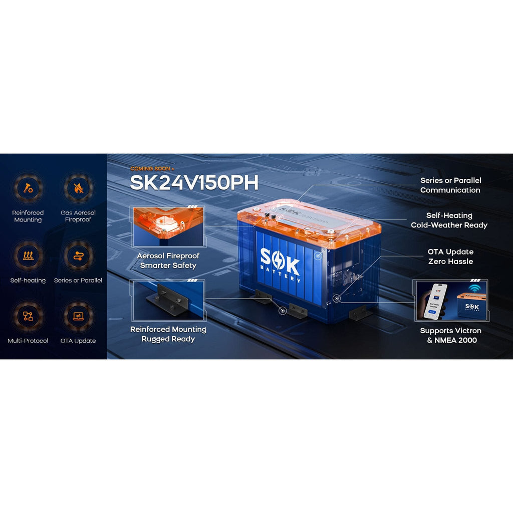 SOK Battery | 24V150Ah Battery,Built-in heater & Bluetooth,Victron CAN Comms