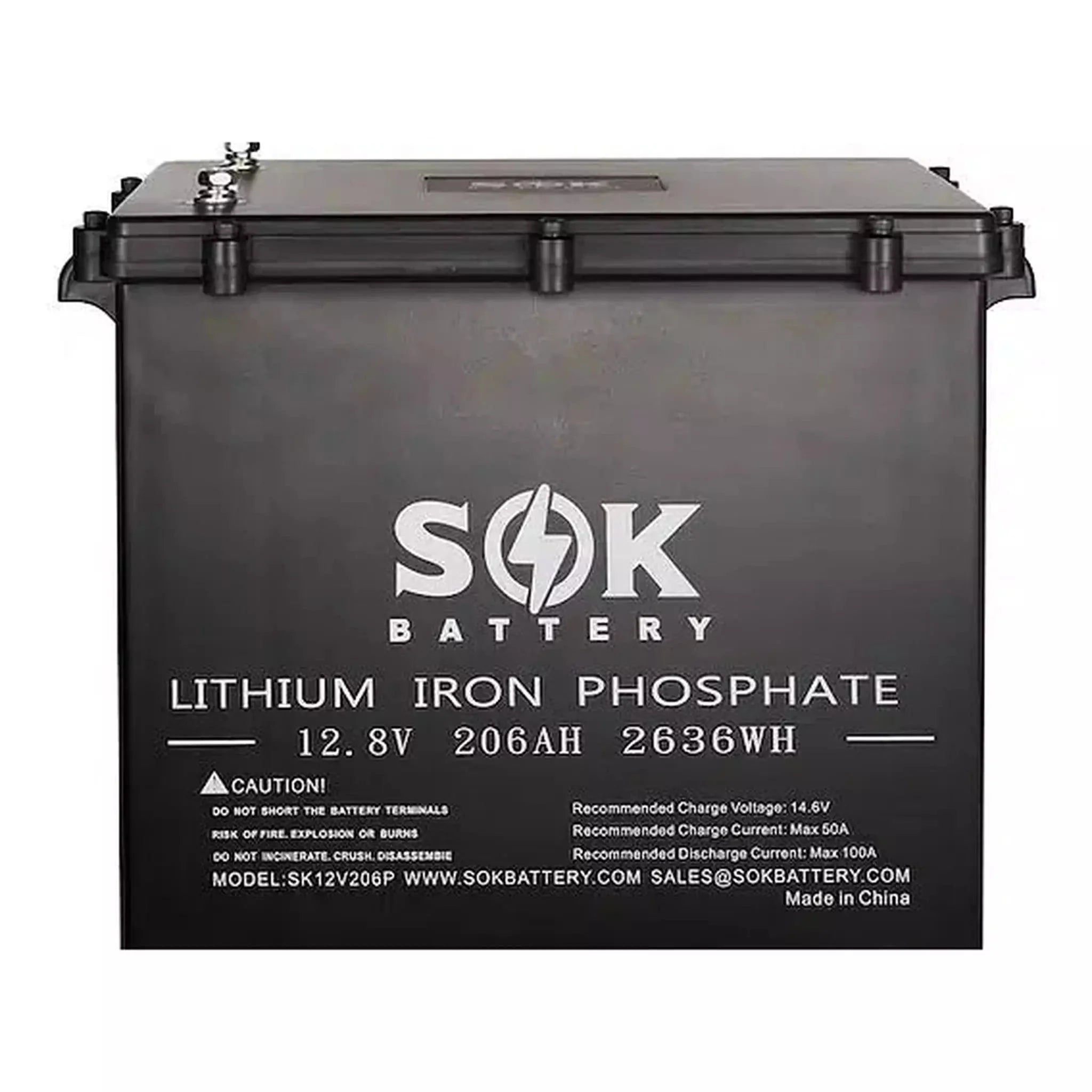 SOK Battery | Marine Grade 12V 206Ah LiFePO4 Battery | Sealed Plastic Box