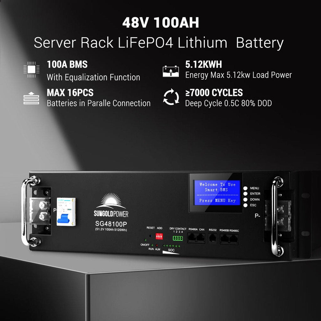 SunGoldPower | 48V 100AH Server Rack LiFePO4 Lithium  Battery SG48100P