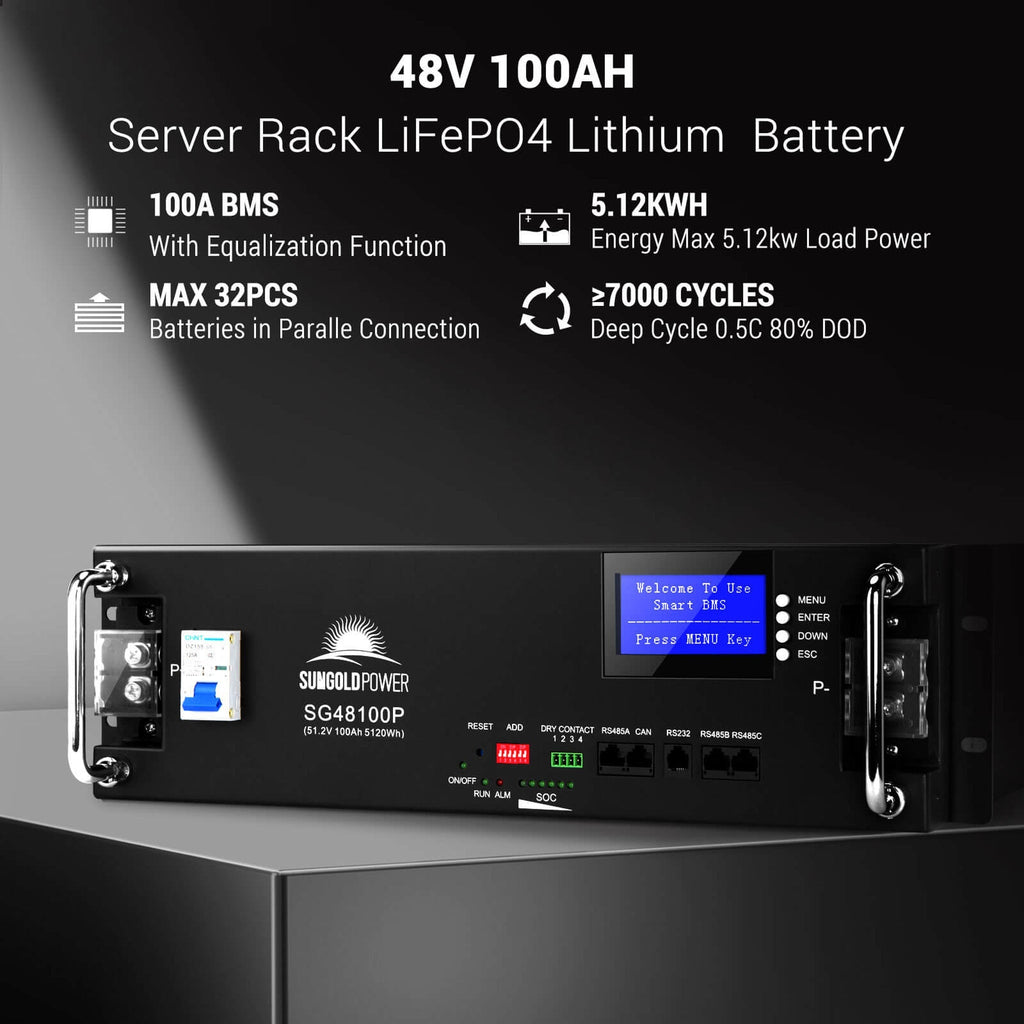 SunGoldPower | 4 X 48V 100AH Server Rack LiFePO4 Lithium  Battery SG48100P