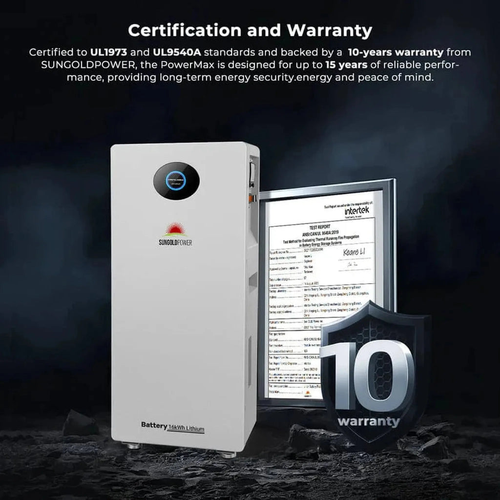 SunGoldPower | PowerMax 51.2V 314AH Outdoor Energy Storage Battery UL1973 & UL9540A