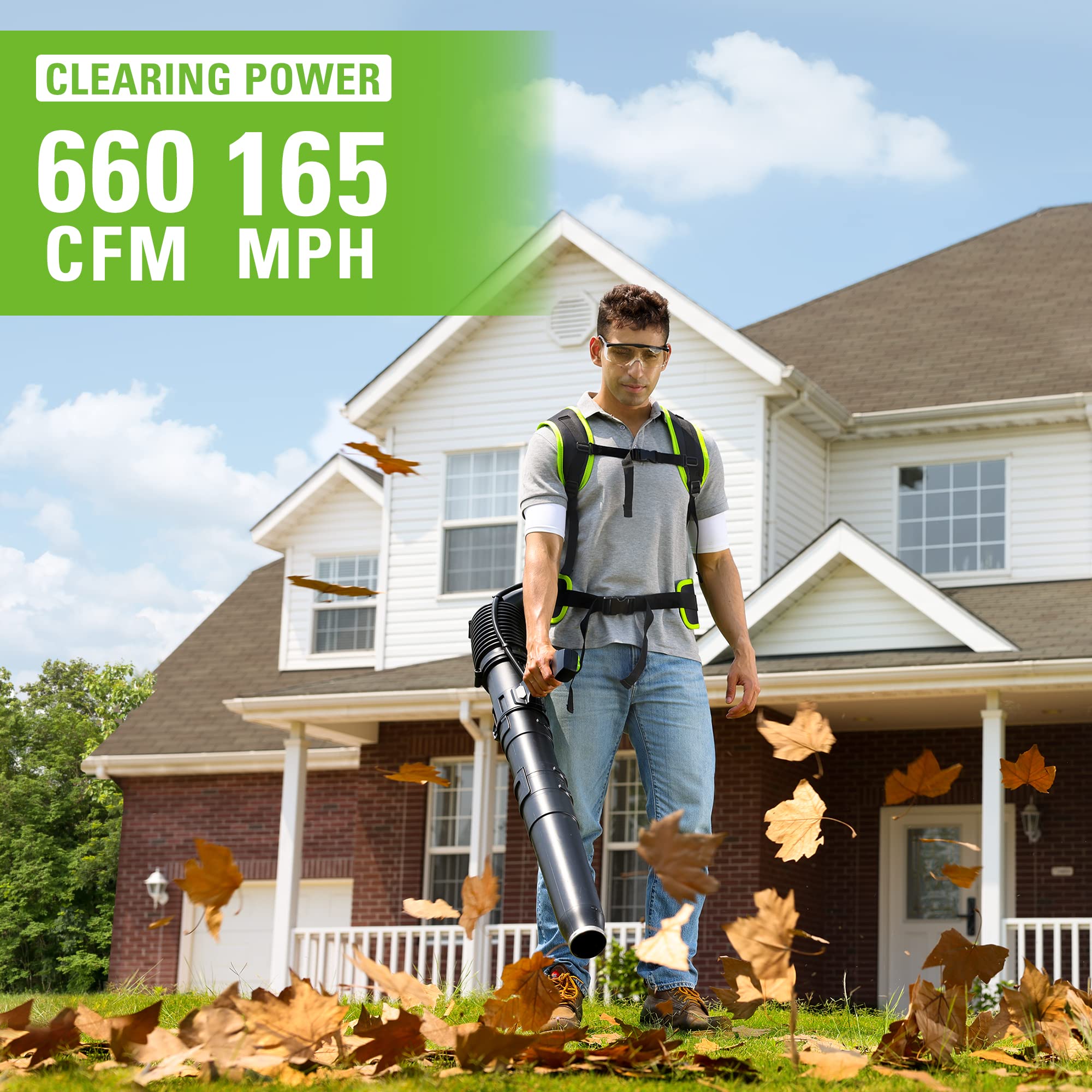 40V Gen 2 660 CFM Cordless Battery Brushless Backpack Blower w/ 8.0Ah Battery and Charger
