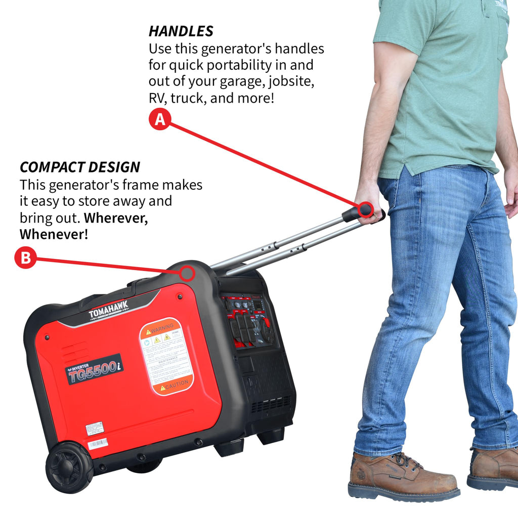 Tomahawk 5500W Gas Powered Inverter Generator – Super Quiet & Portable